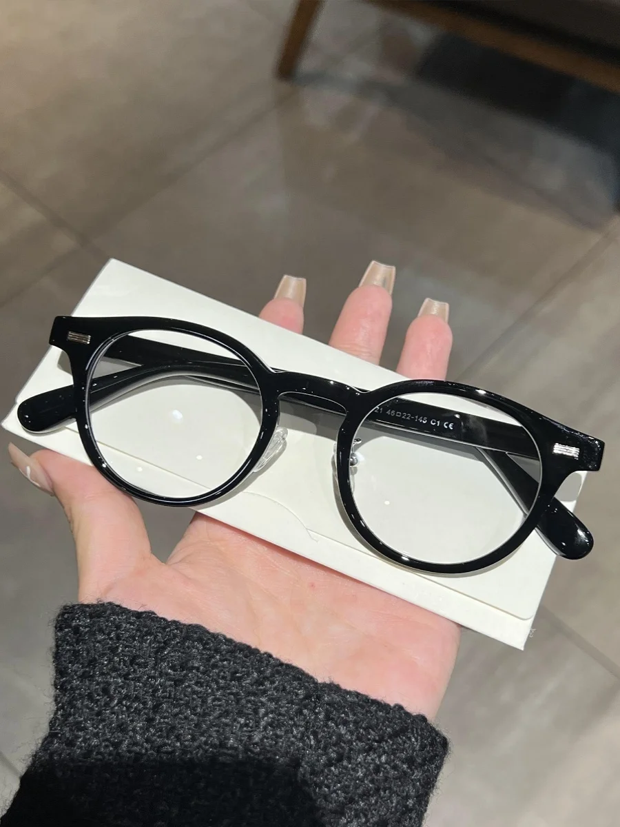 cherrykoko-luxury-retro-round-frame-glasses-women's-ass-een-anti-uv-flat-light-glasses-ex-tr-90-material