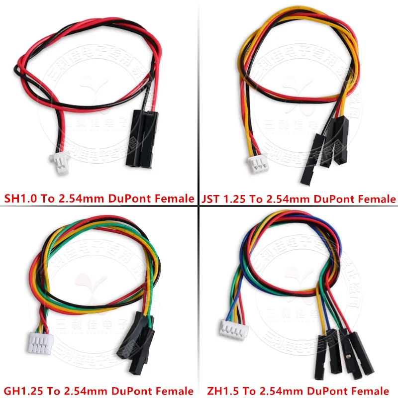 10Pcs SH1.0/JST1.25/GH1.25/ZH1.5/PH2.0/XH2.54mm/KF2510 2P/3P/4P/5P/6 Pin To 2.54mm Dupont Male/Female Wire Connector Color Cable
