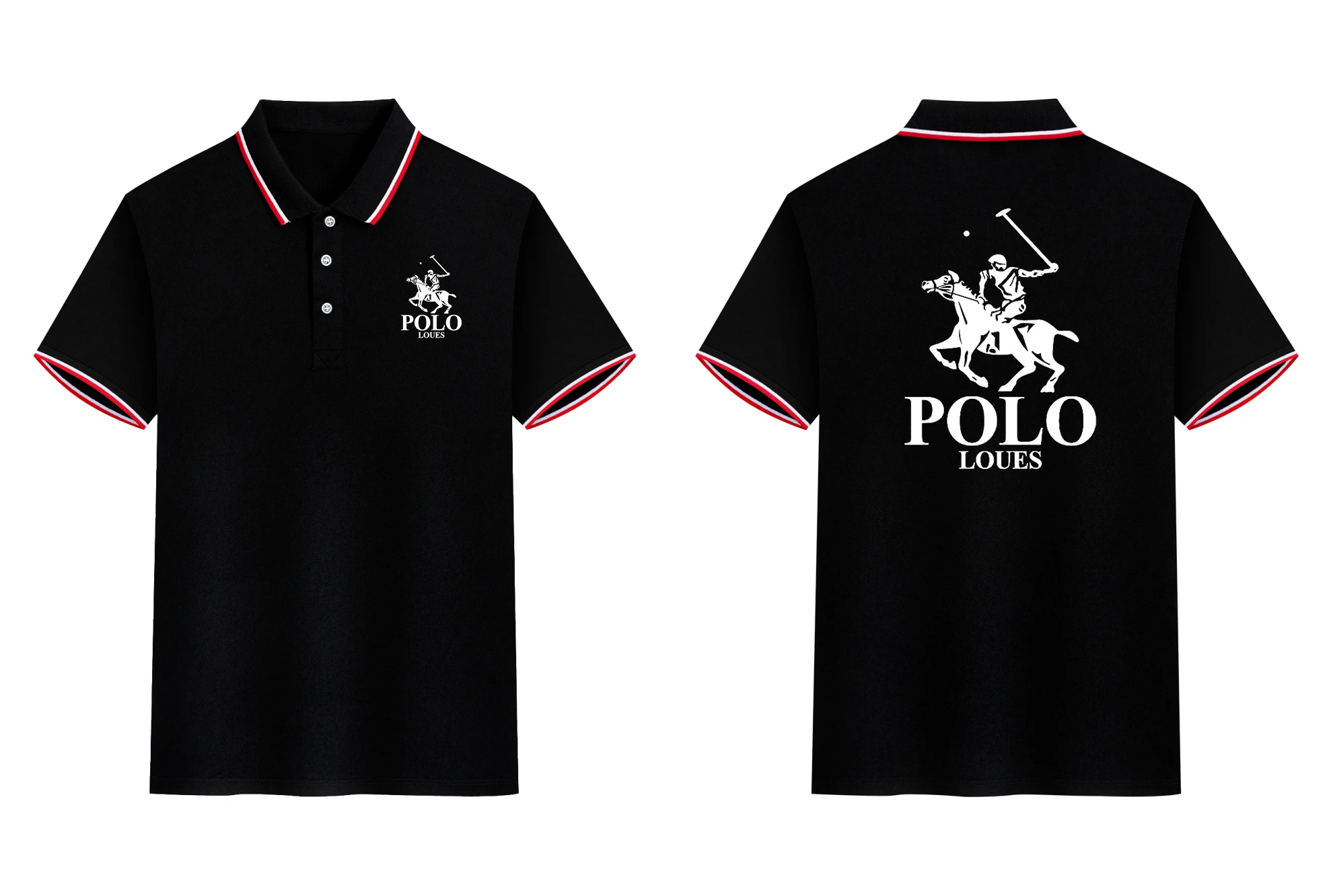 

Men 100% Cotton New Summer Classic Polo Shirt Print Ralph Lauren Button Lapel Super Large Casual Polo Shirt Motorcycle Tee Top