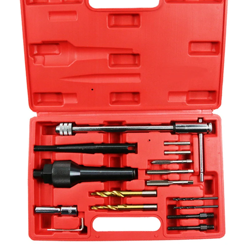 

83095 16pcs Damaged Glow Plug Removal Remover Thread Repair Car Garage Tool Kit Set Auto preheating plug disassembly tool set