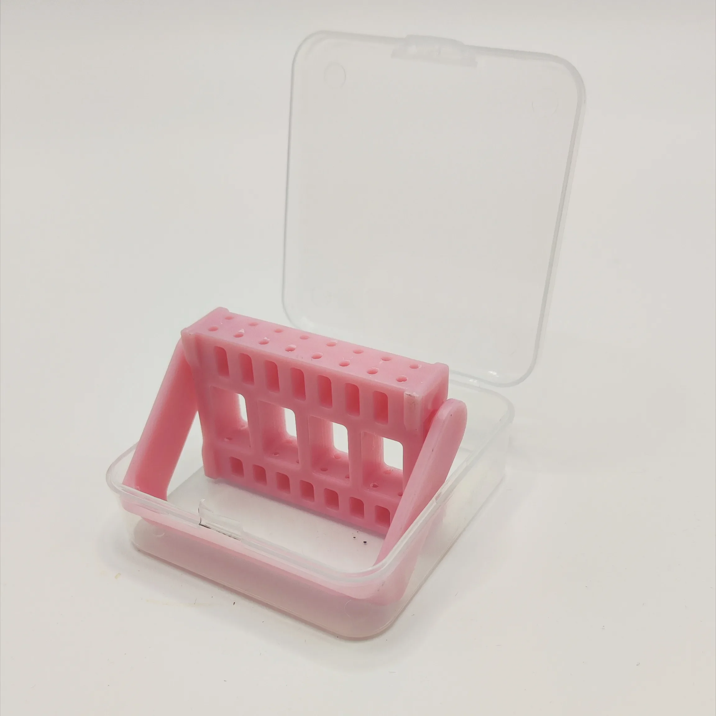 Punta da trapano per unghie a 16 fori s scatola di immagazzinaggio quadrata punta da trapano per Manicure scatola antipolvere Displayer vuoto accessorio per salone con testa di molatura per unghie