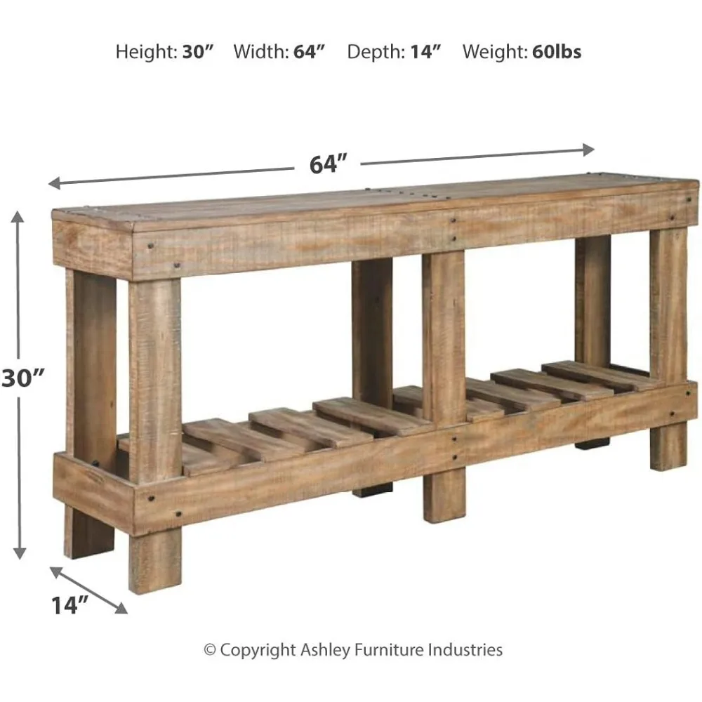 Susandeer Rustic Farmhouse Console Sofa Table, Brown