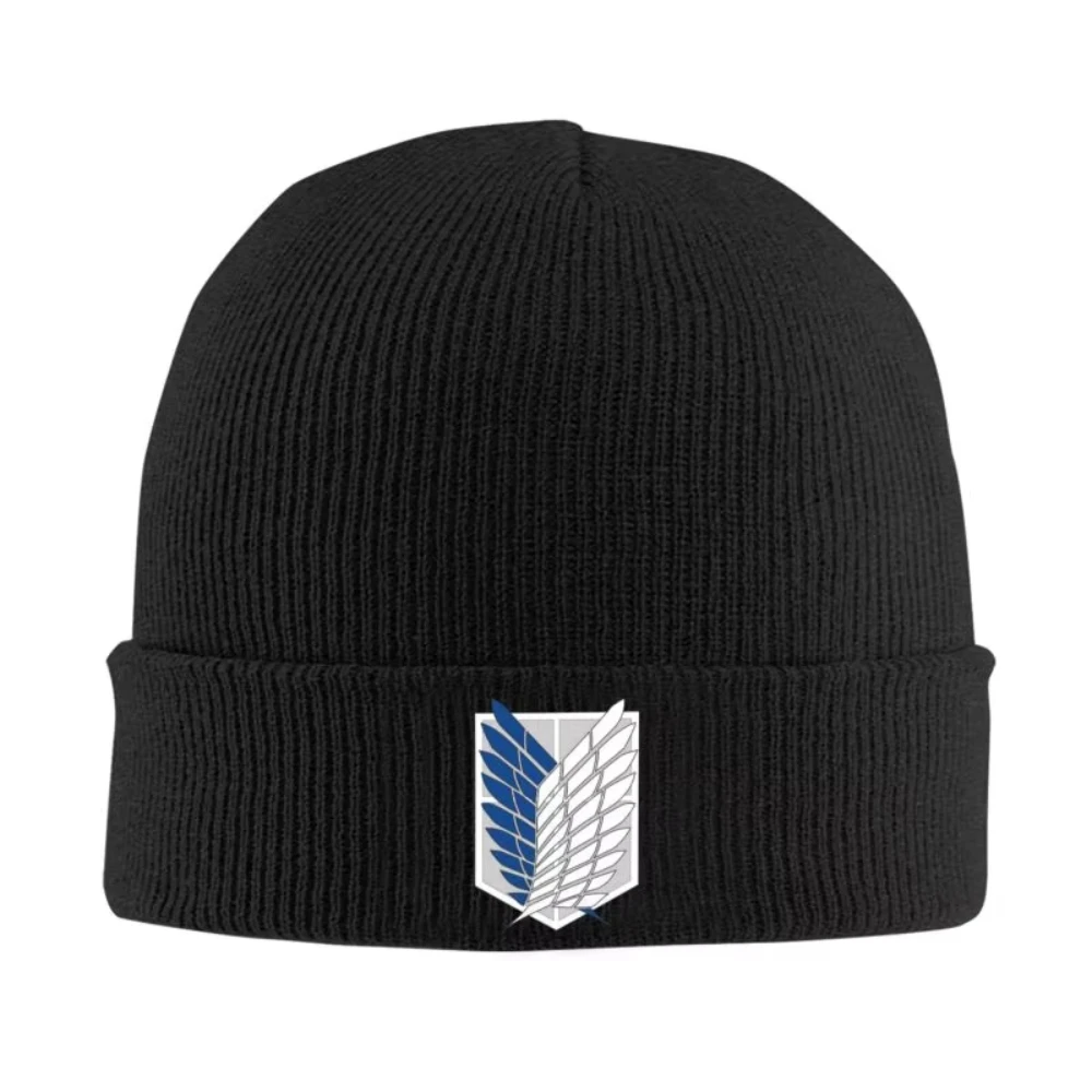 2026 Shield Wings Graphic Printed Beanie Men Women Winter Warm Ribbed Knitted Hat Anime Style Cuffed Skull Cap Streetwear Bonnet