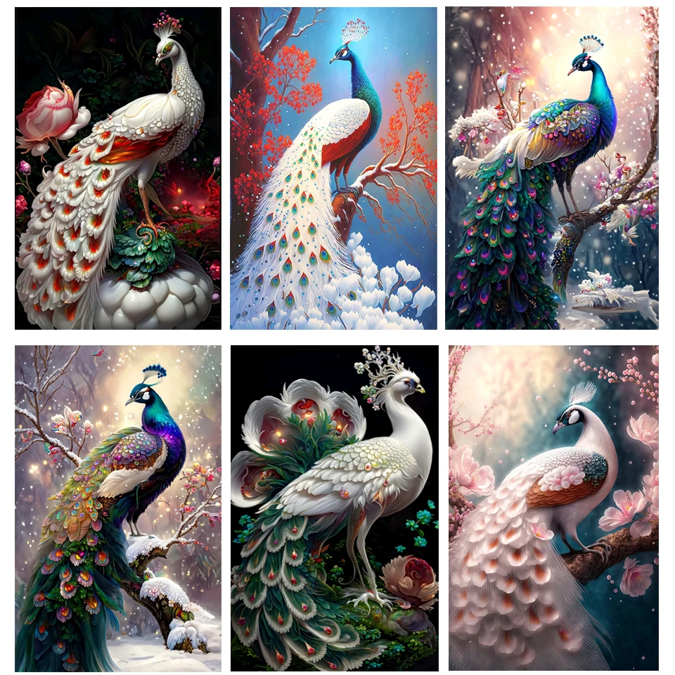 5D Diy Diamond Painting Colour Peacock Full Rhinestones Embroidery Mosaic Art Cross Stitch Kits Home Decor New Arrivals 2023