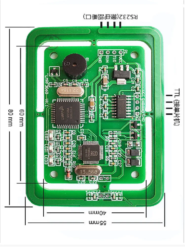 Módulo do escritor do leitor do multi-protocolo de lmrf3060 5v rfid que desenvolve a placa uart/ttl, porta serial rs232