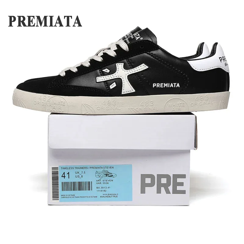 PREMIATA Shoes for Men Wooden Outdoor Sports Casual Lightweight Flat-soled Wear-resistant Breathable Lace-up Man Casual Sneakers