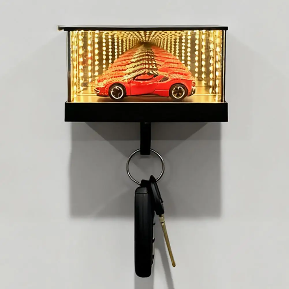 1/2Pcs LED Light-up Car Garage Key Hanger Wall Mount Mirror Garage Key Holder Home Office Entryway Decorative Key Hook Rack - view 3