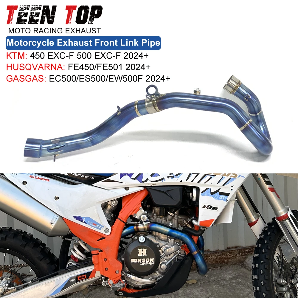 

Dirt Bike Exhaust Front Link Pipe For Husqvarna FE450/FE501 Exhaust Elbow Connection Pipe Titanium For KTM 450/500EXC-F 2024+