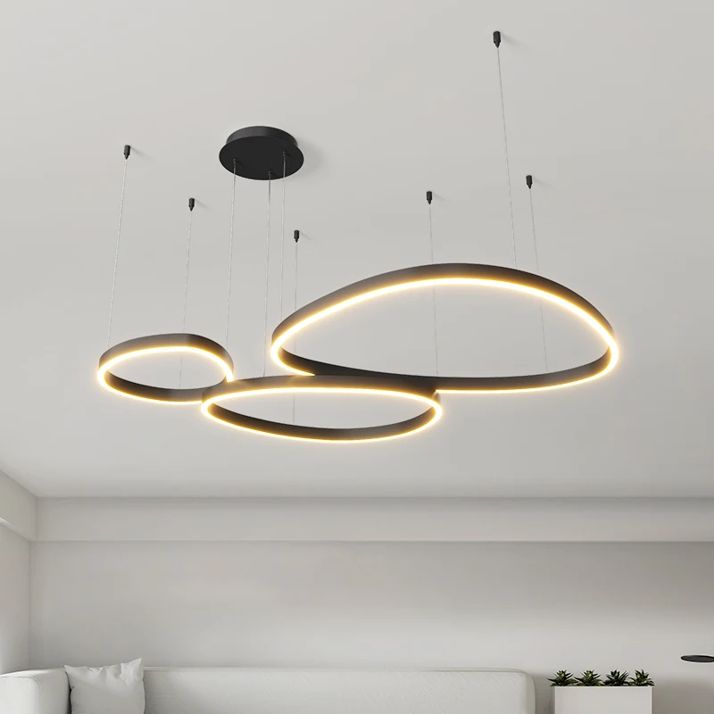 Lustre Living Room Chandelier Modern LED Ring Ceiling Chandelier Bedroom Kitchen Restaurant Room Decoration Lighting Fixture