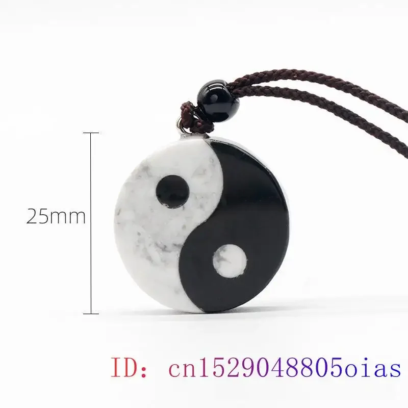 Jade Tai Chi Pendant Chinese Gifts for Women Fashion Luxury Black White Carved Choker Necklace Natural Jewelry Gemstone Amulets