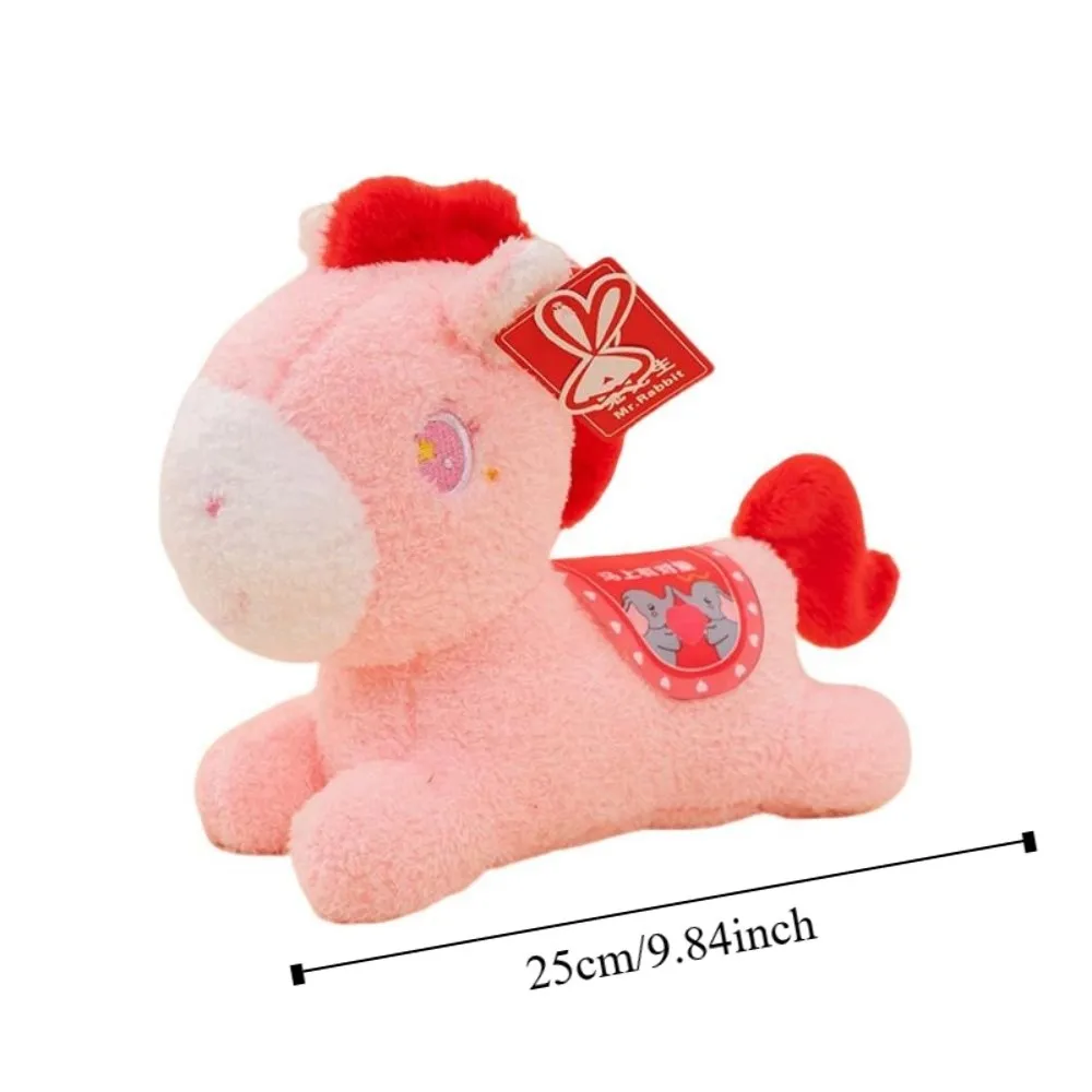 Caballo del zodiaco chino de dibujos animados tradicionales, caballo suave y esponjoso, caballo del zodiaco, caballo de peluche esponjoso hecho a mano, año del caballo