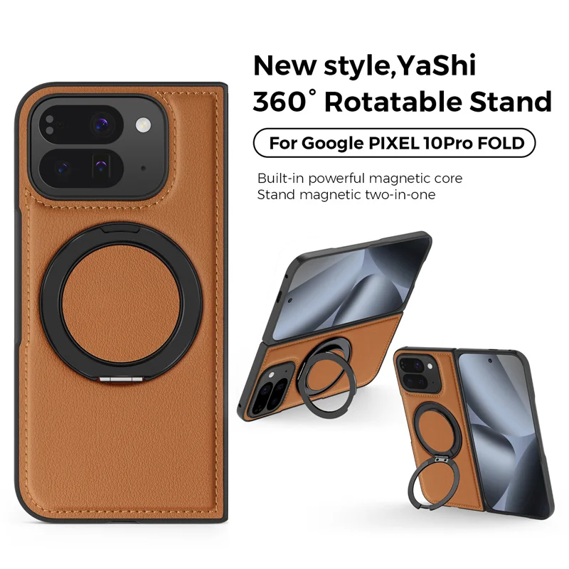 

360 Metal Magnetic Attraction Bracelet Case For Google Piexl 10 9 Pro Fold For Magsafe Premium Leather Shockproof Stand Cover
