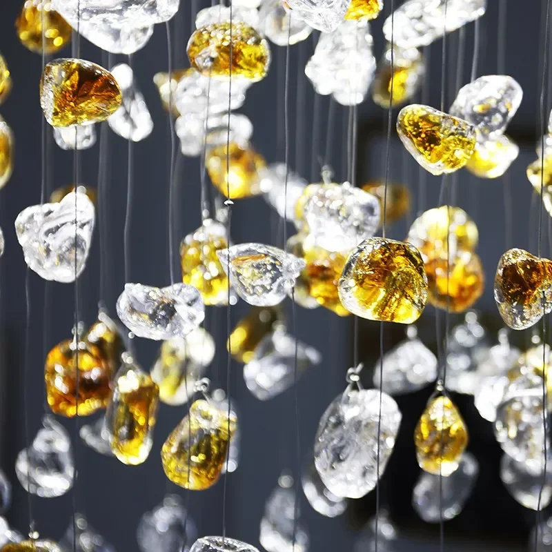 LED Modern Crystal Dining Room Chandelier Special-shaped Stone Decorative Lights Color Living Room Lighting