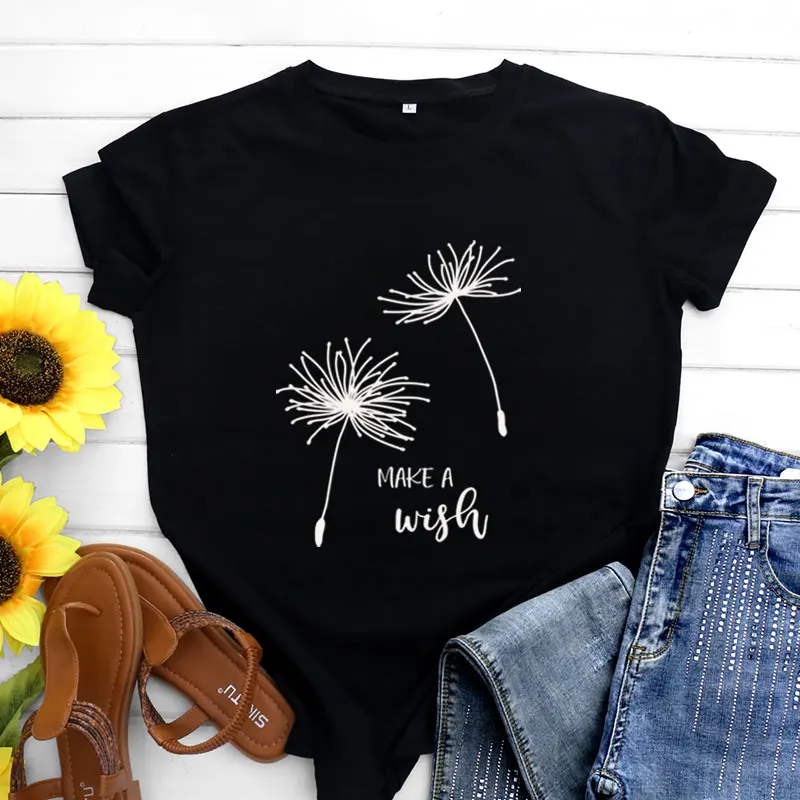 

Women's Cotton T-irt ort Sve round Ne Printed Street Sle Creative Seedling Top Summer Thin Regular Fit T-irt