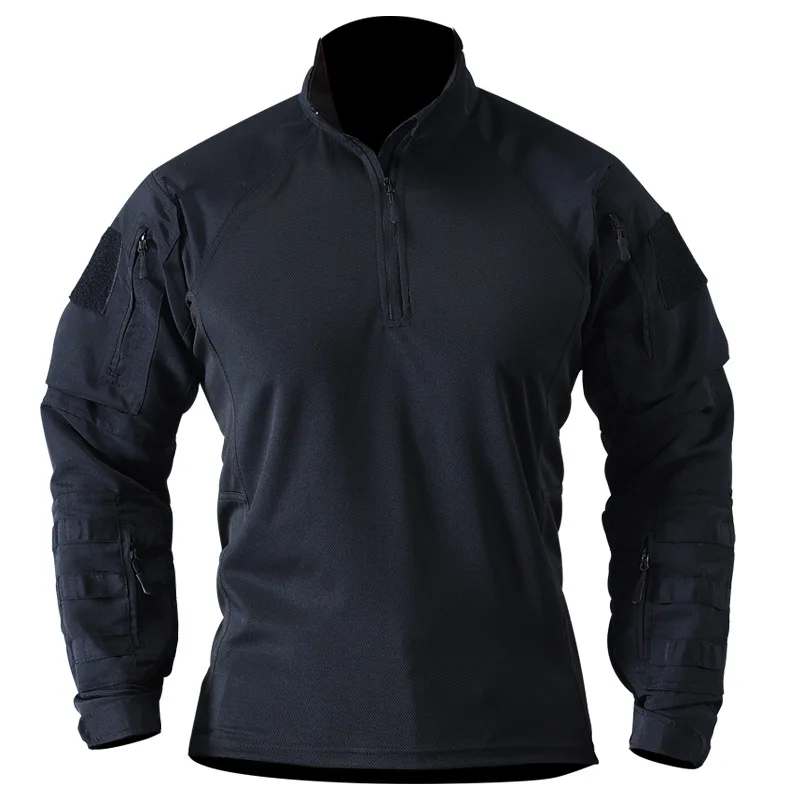 Men's Frog Combat Long Sleeve Shirt Quick Dry Moisture Wicking Tactical Top with Reinforced Elbow for Urban Outdoor Training