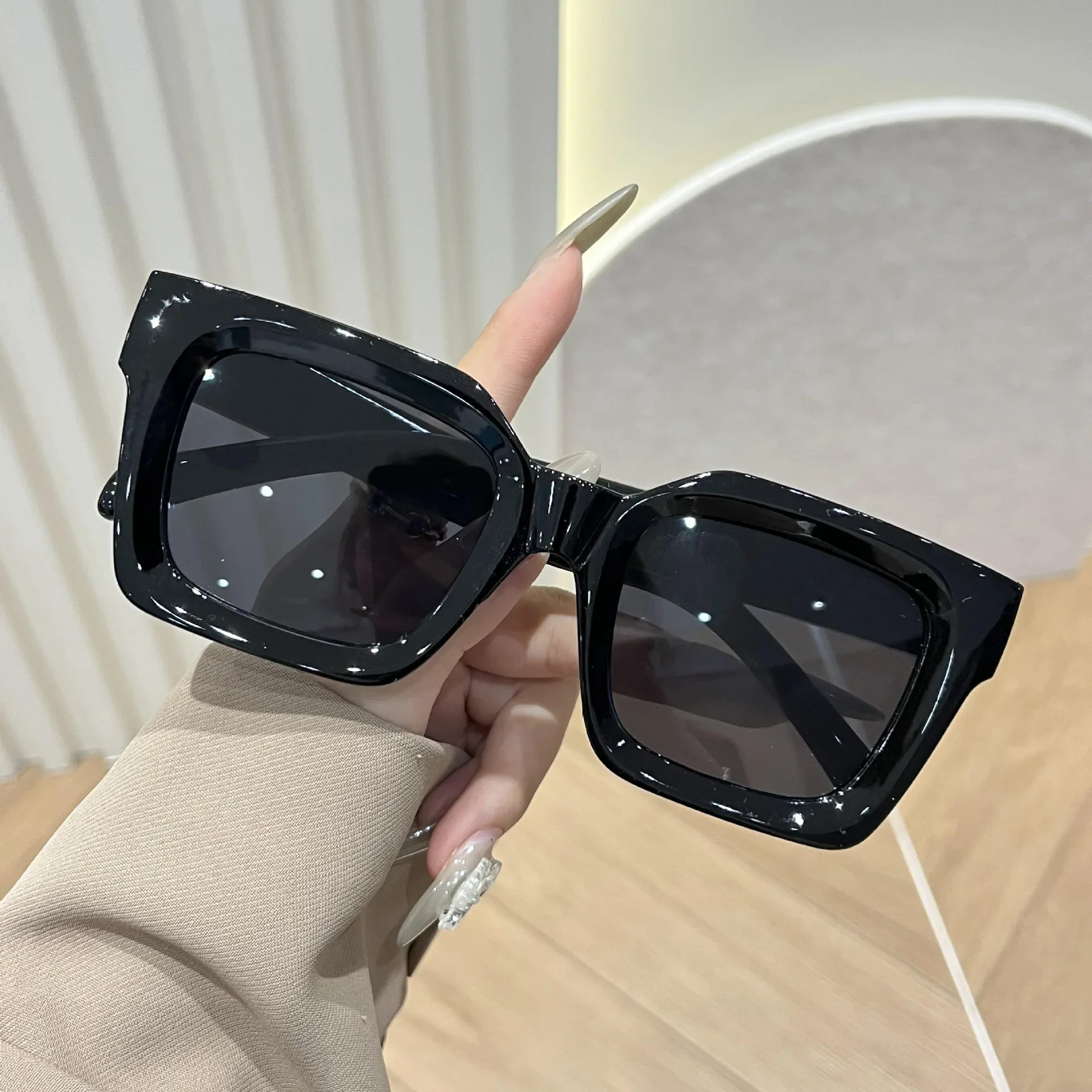 1 Stück/2 Stück trendige und modische, lässige, rechteckige Brille mit großem Rahmen, einfache und stilvolle Brille, geeignet für den täglichen Gebrauch – Detail 5