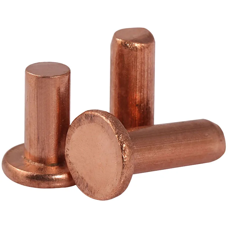 Red Copper Solid Flat Head Rivet Self-plugging Percussion Hand Knock Rivets Solid M1.5 M2 M2.5 M3 M4 M5 M6 M8