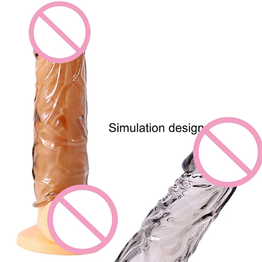 Crystal Penis Extender Transparent Condoms Enlarger Sleeve Reusable Condom Delay Ejaculation Intimate Goods for Couples Sex Toys