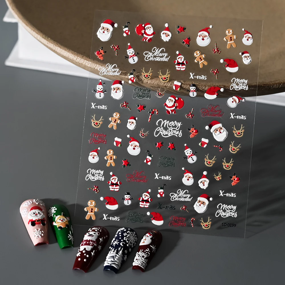 Kawaii Prego Adesivos para DIY, 5D, Ano Novo, Papai Noel, Floco de Neve, Alce, Decalque de Natal, Encantador Natal Slider, NK-2024