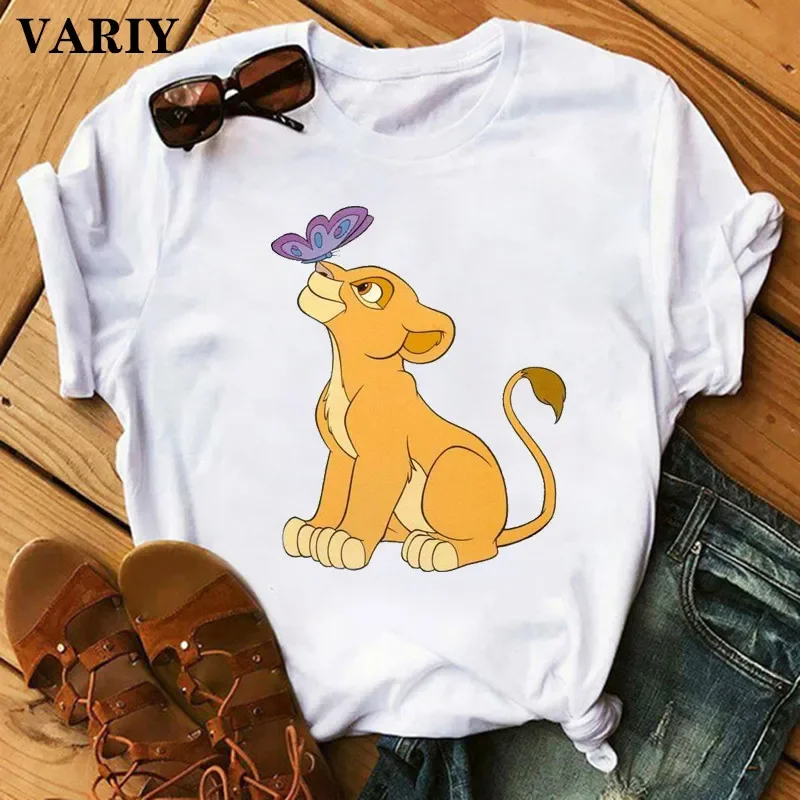 Lion King Cartoon women Letter T-shirt Timon Printed Summer Fashion Punk T Shirt Harajuku Casual Tshirt Female Graphic Cute Tee