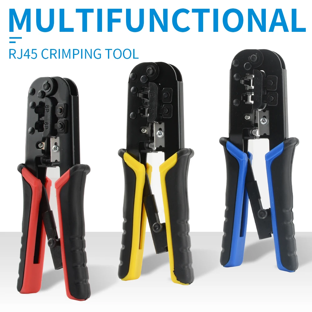 RJ45 Crimper RJ11 RJ45 Crimping Tool Ethernet Network LAN Cable Crimper Cutter Stripper Plier for 6P 8P RJ-11/RJ-12 RJ-45