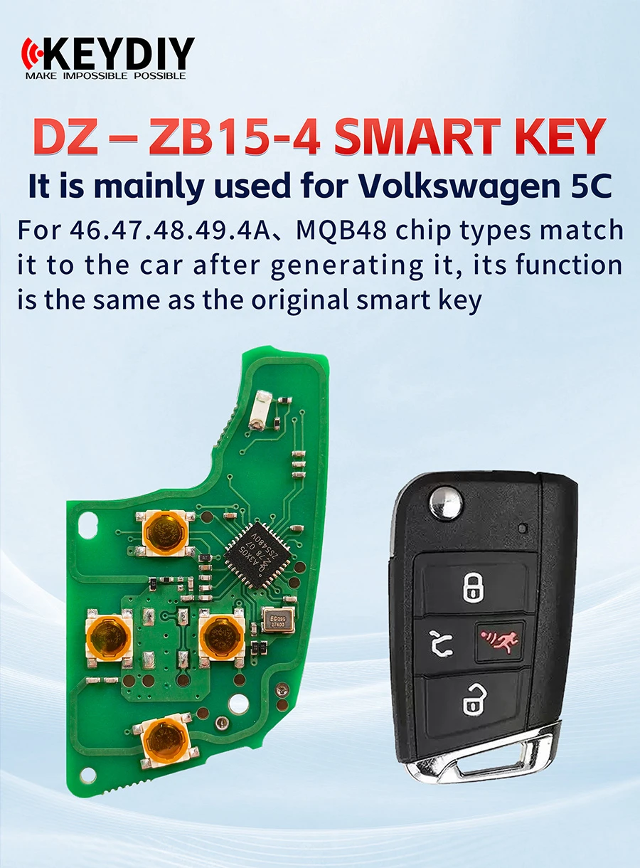 KEYDIY KD DZ-ZB15-3 DZ-ZB15-4 Smart Key Board mit 3/4 Tasten Schlüsselgehäuse für Volkswagen 5C MQB49 Typ – Detail 3