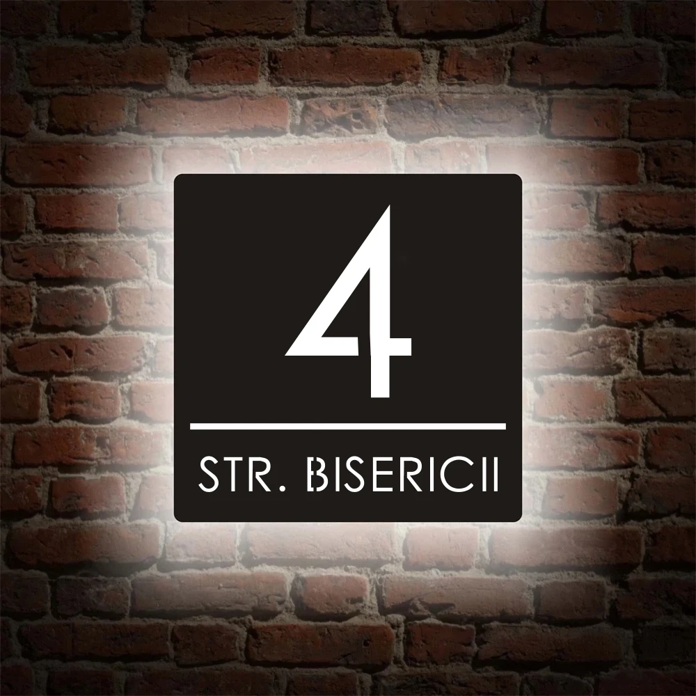 Imagem -04 - Luz Led Personalizado Número da Placa Casa Sinal Numérico 3d Iluminado Quadrado Acrílico Nome Endereço Placa Exterior da Porta