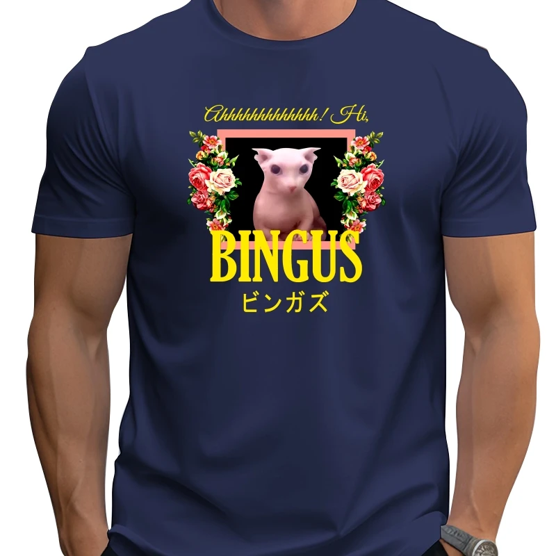 

Мужская футболка Bingus с цветочным принтом, футболка из 100% хлопка, забавная футболка, мужская летняя повседневная футболка с коротким рукавом, мужские топы