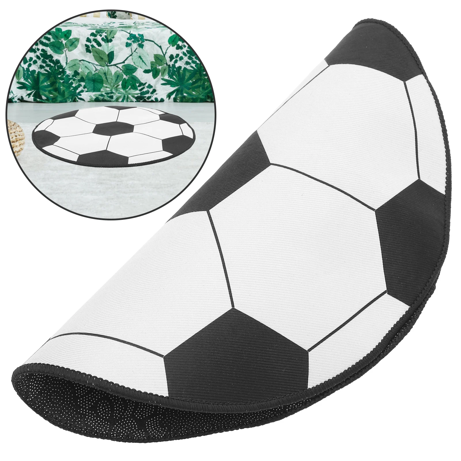 

Round Football Carpet Computer Chair Anti Skid Rug Room Decorative Home Carpet Football Pattern Living Room Rug Floor Protective