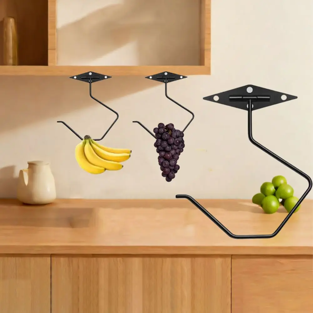 

2Pcs Metal Foldable Banana Holder Strong Load-bearing Easy to Install Under-Cabinet Banana Hanger Keep Bananas Fresh