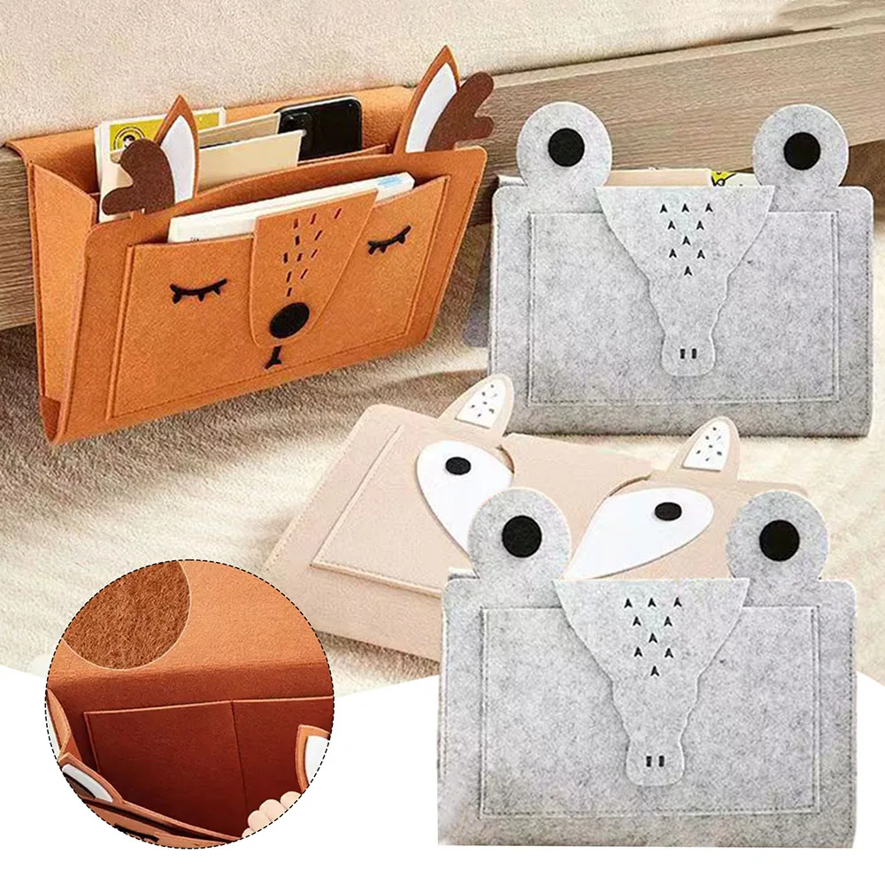 Felt Bedside Storage Bag Organizer Portable Multi-Layer Hanging Basket Space Saving Sofa TV Remote Control Couch Holder Pockets