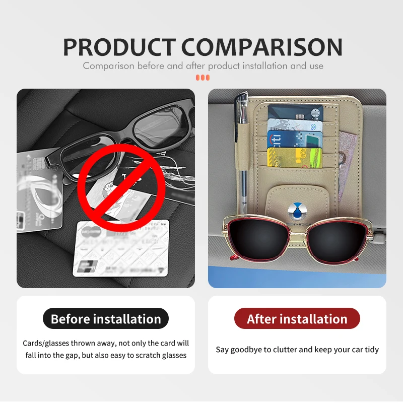 Car Sun Visor Eyeglasses Glasses Holder Clip Credit Card Package For Denza D9 N7 X N8 Dmi EV 2022 2023