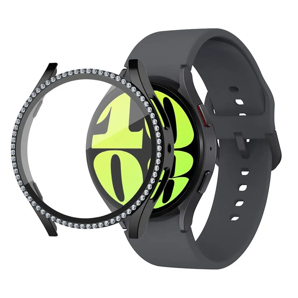 40/44mm Protective Case PC+Tempered Bumber Diamond Bumper Accessories Cover for Samsung Galaxy Watch 6 40mm 44mm