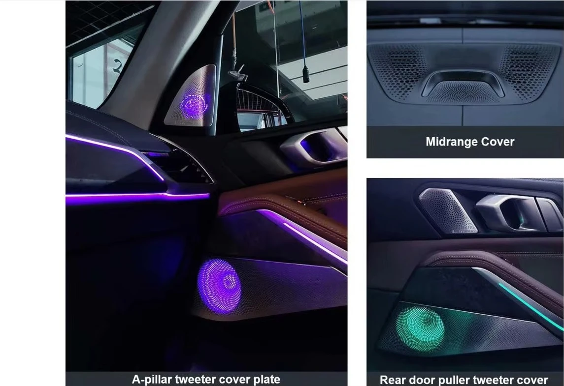 Speaker Cover with LED Light Tweeter Round Tweeter Ambient Light Audio Speaker Cover for  X5 G05 X7 G07