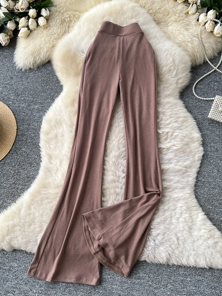 High Waist Yoga Pants Women's Slim Fit Flared Leggings Korean Sle Commute Faion Elastic Waist Sports Casual Pants