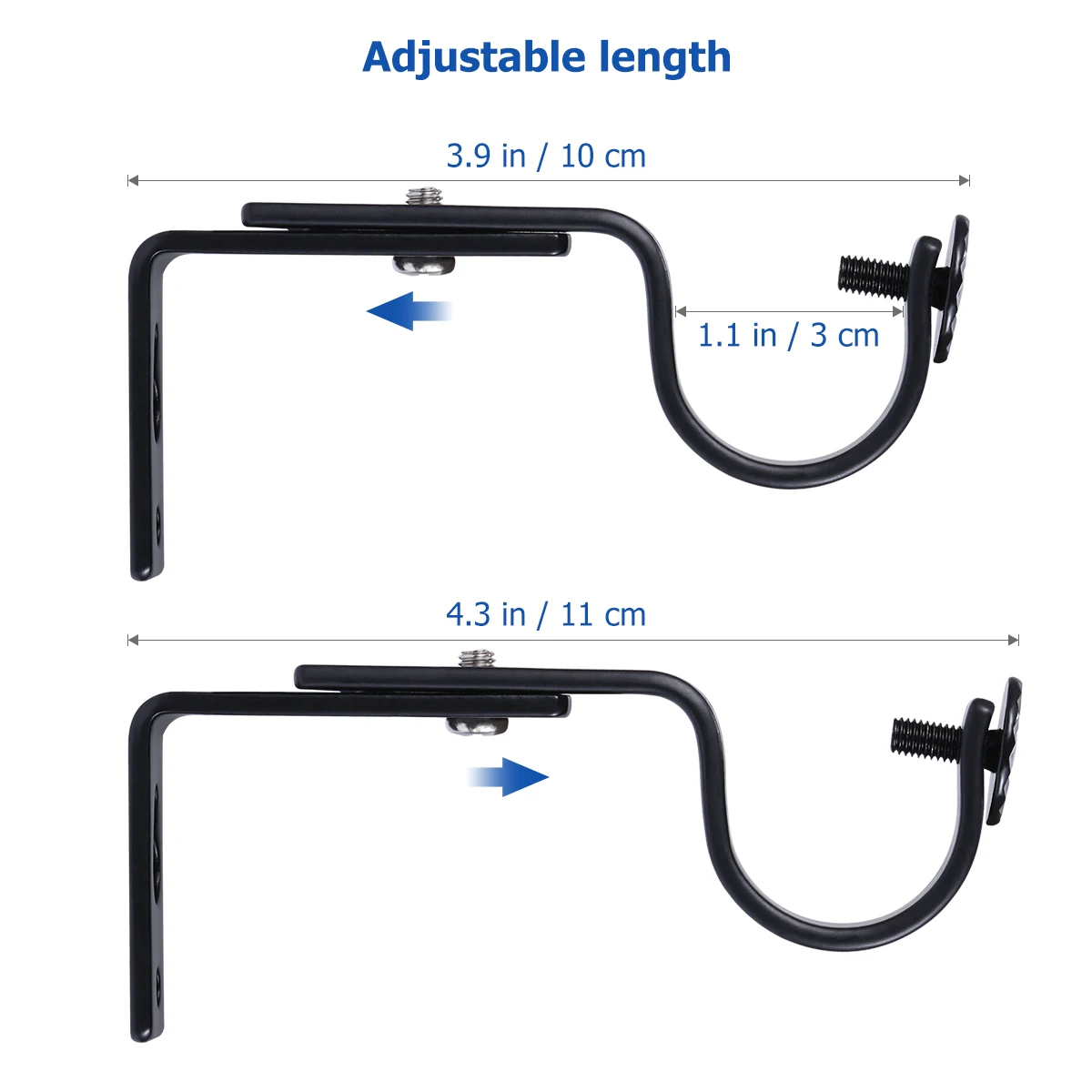 

2Pcs Adjustable Curtain Mounting Holder for 15-22Mm Rod Sturdy Iron Wall Bracket Vintage Curtain Pole Bracket Easy Install No