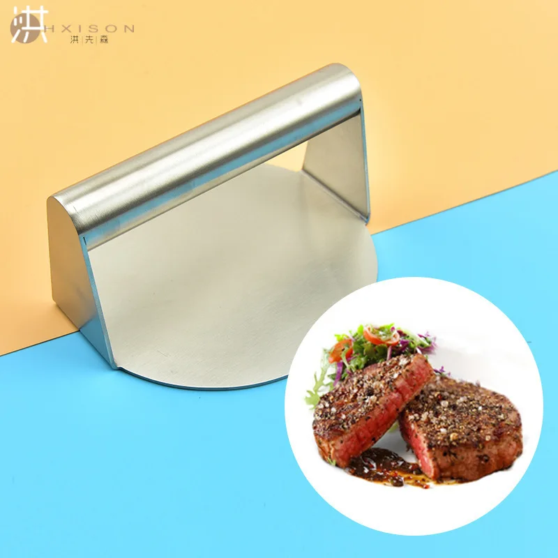 Stainless steel hamburger meat press Round square household kitchen manual meat press mold steak press plate