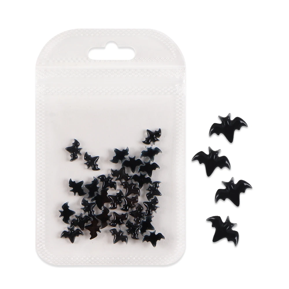 30 قطعة الخفافيش هالوين مسمار الفن زينة الظلام الأسود الخفافيش الأظافر السحر DIY القوطية الأظافر مجوهرات هالوين مانيكير اكسسوارات