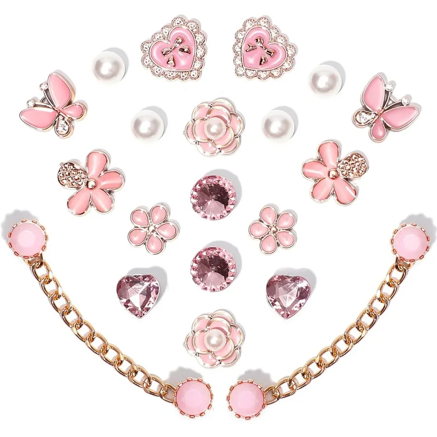 

20 шт., блестящие драгоценные камни, пластиковые бабочки, цветы, сверкающие стразы, жемчужные украшения для обуви, подвески для женской вечеринки, пользу