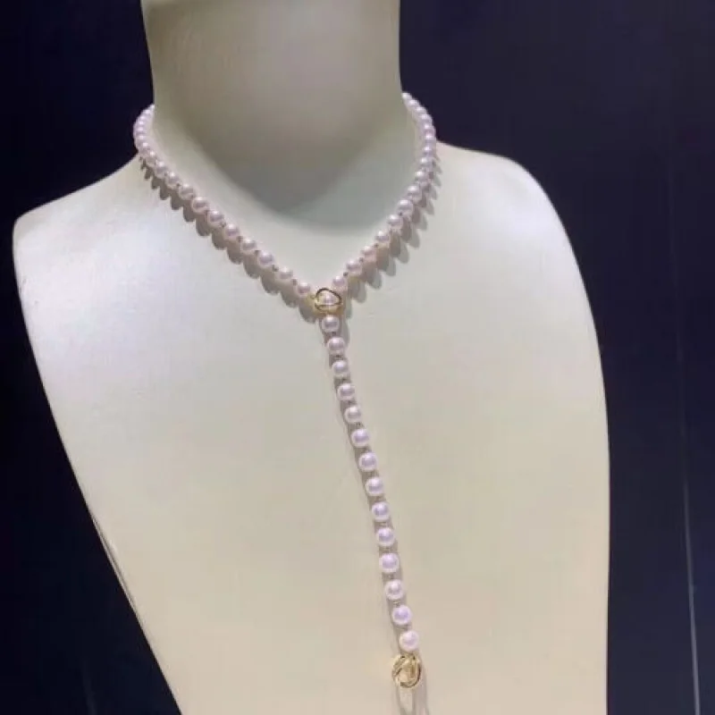 

gorgeous 9-8mm south sea white pearl necklace 28inch 925s
