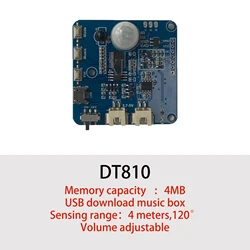 MP3 Sound Module for PIR Motion Sensor Activated Audio Player USB Download Recordable Voice Chips with Human Motion Detector