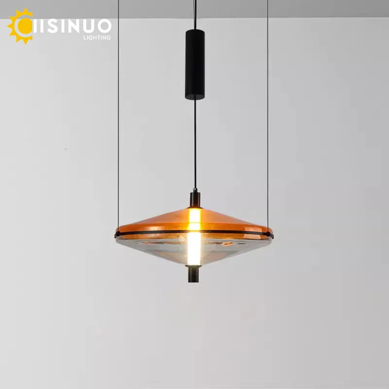 

Personality UFO Spaceship Pendant Light Glass Shade LED Ceiling Lamp Adjusting Hanging Cord Lighting for Dining Room Living Room