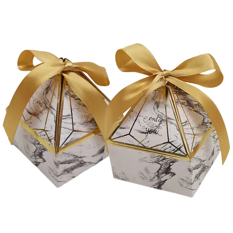 25/50Pcs Edelstein Turm Bronzing Papier Candy Box Mit Band Schokolade Hochzeit Geschenk Verpackung Box Für Baby Dusche event Party Versorgung – Detail 17