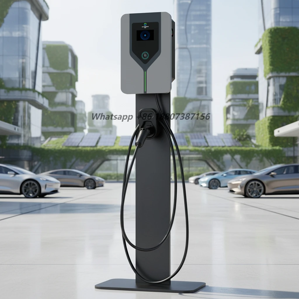 7KW AC electric vehicle charging column station, supports CCS standard, 220V input, new single , IP56 protection,