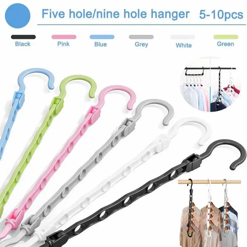 

5-hole 5-10pcs Space Saving Hanger 360 Rotating Hanger Multi-function Folding Hanger Wardrobe Drying Clothes Clothes