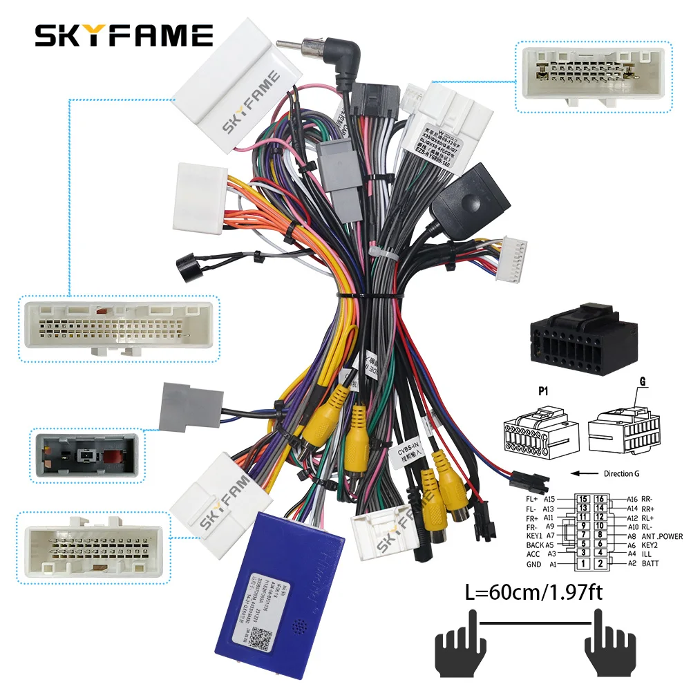 SKYFAME-Carro Canbus Box Cablagem Adaptador, Decodificador, Rádio Android, Cabo de alimentação, Infiniti QX60, Q70, Q70L, 16Pin