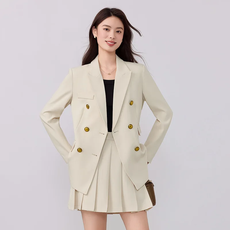 

Apricot Color Suit Formal Outfit for Female College Students Teacher Certification Interview Workwear Teacher Commuting Professi