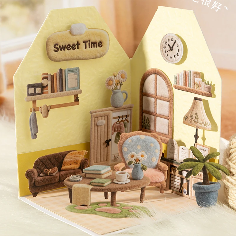 Mr.Paper 30Pcs/Bag Plush Home Series Hard Card Sticker Cute Cat & Home Decor for DIY Journal Scrapbook Dairy Photo Frame Making - view 4