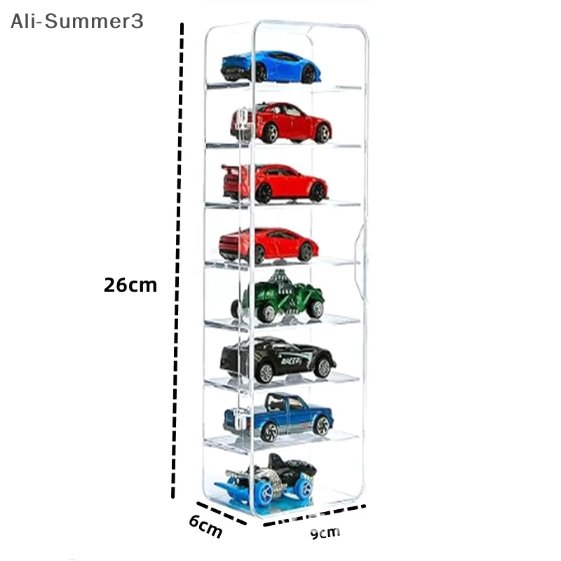 1:64 Scatola di visualizzazione per auto in acrilico per modello di auto giocattolo 8 Grid Cabinet Rack Scatola di immagazzinaggio per auto impilabile antipolvere Espositore trasparente