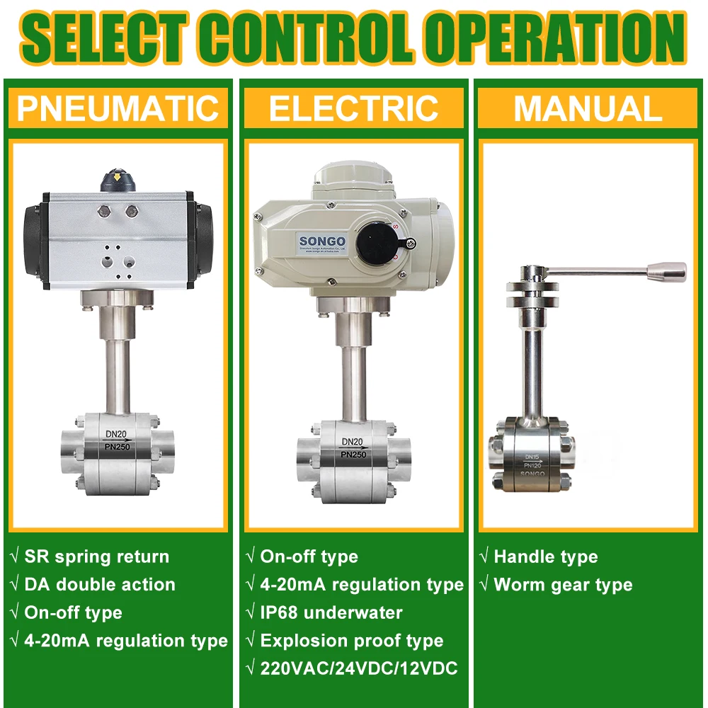 -196 Degree Stainless Steel 316 1/2inch 4Mpa NPT Cryogenic Ball Valve with Single Action Pneumatic Actuator for Liquid 3